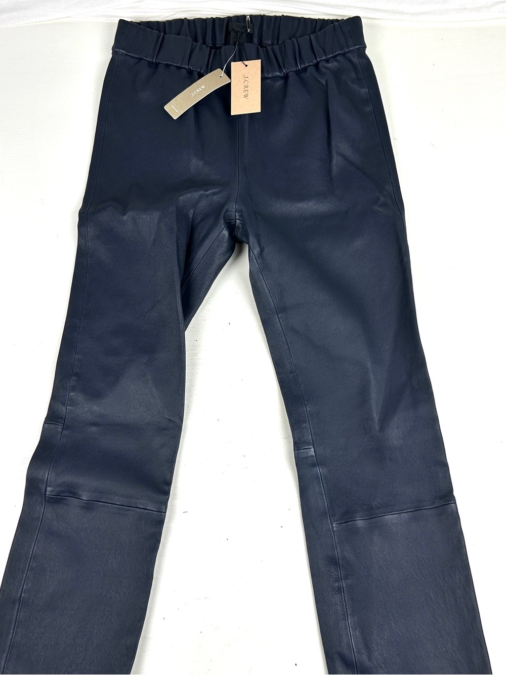 J CREW Leather Pants Size Petite 6 Full-Length Navy New NWT $148